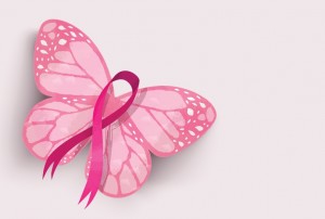 Pink butterfly ribbon for breast cancer awareness