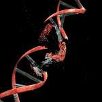 DNA string against black with clipping path